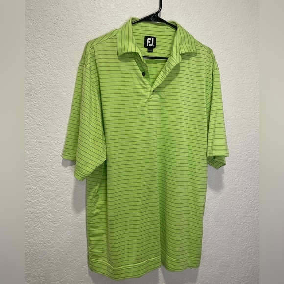 Footjoy Men's Golf Polo Green Stripe Size Medium - Picture 1 of 5